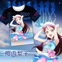 9 Màu LoveLive! Nắng! Aqours Áo Thun In Hình Trang Phục Hóa Trang Tình Yêu Sống Mái Ấm Của Chi Chika Áo Thun Tay Ngắn In Chữ Cổ Áo