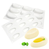 9 Nửa Vỏ Trứng Lớp Mousse Khuôn Hình Bầu Dục Sôcôla Bánh Pháp Khuôn Silicon Trang Trí Nướng Bánh