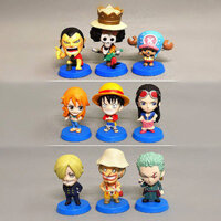 9 Q Version One Piece Qiao Ba Luffy Brook Sunkist Robin Hand Office Doll Model Decoration Sản phẩm Anime suRg
