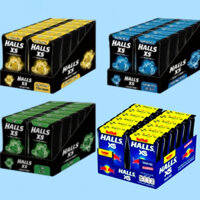 (9 Vị) Lốc 12 Hộp Kẹo Ngậm Halls Xs Không Đường Giúp Thơm Miệng,Gỉam Ho,Đau Họng