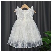 90-130 Bé Gái Cánh Kim Sa Lấp Lánh Váy Phồng Gạc Tutu Váy Trắng Cho 1-6 Tuổi