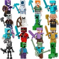 [90% Đánh Giá Tích Cực] Tương Thích với Khối Xây Dựng Minecraft, Khối Xây Dựng Zombie King Pigman, Thanh Kiếm Phép Thuật Kim Cương, Steve, Creeper Sét