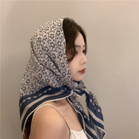 90cm Lớn Vuông Khăn Cao Cấp Cảm Giác Cotton Đầu Bao Nữ Phù Hợp Đa Năng Khăn Lụa Khăn Mùa Hè Bên Ngoài Mỏng Khăn Choàng Khăn Choàng