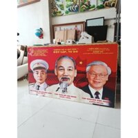 90x60cm Tranh treo tường Bác Hồ/ Tranh tráng gương 3 Bác đẹp/ cỡ theo yêu cầu/ Ho Chi Minh wall-mounted painting."