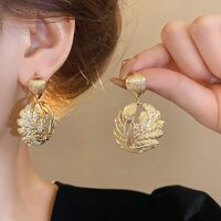 [91% Đánh giá tích cực] Bông tai đinh tán hình lá tròn retro bằng kim loại bạc 925, cảm giác sang trọng nhẹ nhàng, thiết kế niche, phong cách tối giản, trang sức tai 6TQC