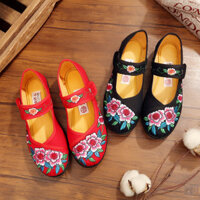 [91% Tỷ Lệ Khen ngợi] Giày Vải Bắc Kinh Cũ Nữ Xuân Hè Mùa Thu Giày Đế Bằng Mẹ Giày Đế Mềm Thêu Giày Khiêu Vũ Phong Cách Dân Tộc20250220