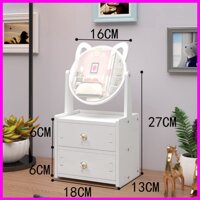 (9269) Bàn Trang Điểm Mini Có Gương Mèo Hello Kitty Bằng Gỗ Nhựa Để Phòng Ngủ - Màu Trắng Nhỏ Gọn Đựng Mỹ Phẩm 27 x 17 g