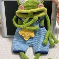 [93% Tỷ lệ khen ngợi] Len Móc Miệng Lớn Ếch Túi Điện Thoại Di Động Đan Tay Chất Liệu Tự Làm Túi Tự Làm Xấu xí Túi Messenger Dễ Thương Túi Cha Mẹ-Con