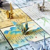 93% Tỷ lệ khen ngợi Phong cách cổ xưa Họa tiết thư pháp ngàn cần cẩu giấy Origami Vuông Sổ tay trẻ em Chất liệu thủ công Giấy màu đặc biệt hai mặt Giấy hương thảo Handmade Origami 02