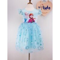930200-ZM1 - Váy bé gái công chúa , ren hoa tuyết , in elsa , màu hồng phấn , size bé 3t-8t