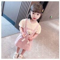 94% Trẻ Em 1-7 Tuổi Đầm Bé Gái Công Chúa Đầm Nữ Bé Giả Hai Mảnh Tay Ngắn Dây Đeo Đầm 5327