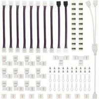 95 chiếc 5050 Bộ kết nối dải LED với dải hình chữ L hình chữ T-Jumpers Phụ kiện dải đèn LED Kết nối dây đèn Công cụ kẹp