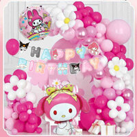 95 Chiếc Sanrio My Melody Balloon Flag Kit Màu Hồng Cao Su Bóng Chủ Đề Cho Bé Gái Kid Chúc Mừng Sinh Nhật Bé Tắm Lễ Cưới Bố Trí Lễ Cưới Thiên Đường Trẻ Em Sự Kiện Trang Trí
