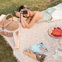 [95% Đánh giá tích cực] Thảm dã ngoại mùa xuân vintage phong cách Pháp, vải dã ngoại trắng, phong cách Ins, khăn trải bàn cắm trại ngoài trời, thảm chụp ảnh