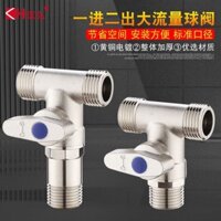 95% Tỷ lệ khen ngợi Van bi ba chiều Ổ cắm đôi Một trong hai ra Van tam giác dòng chảy lớn Kết nối trực tiếp Van ba chiều Vòi đồng thau 4 điểm