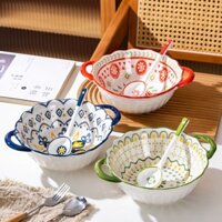 9.5Bát Canh Hai Tai Inch Có Thìa Bột Ốc Bohemian Bát Ăn Cơm Tô Bún Cá Ngâm Chua Giá Trị Cao