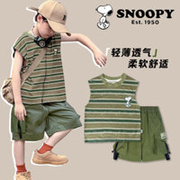 96% Tỷ lệ khen ngợi Snoopy Quần áo trẻ em Trẻ em Bé trai sọc Áo Vest không tay Quần short Bộ đồ hai mảnh thông thường / 3.26
