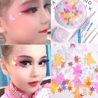 96% Tỷ Lệ Khen ngợi Trẻ Em Trang Điểm Dán Phụ Kiện Mặt Ngọc Trai Kim Sa Lấp Lánh Bướm Miếng Dán Tròn Kim Cương Sân Khấu Trang Điểm Mắt Trang Điểm Sáng 3.28 wy