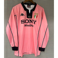 97-98 Juventus Sân khách màu hồng dài tay Áo bóng đá cổ điển S-XXL dành cho người lớn Áo thể thao khô nhanh AAA