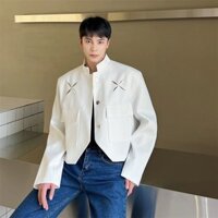 978 Áo khoác cổ đứng trắng ngắn mới của Trung Quốc