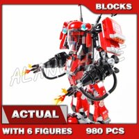 980 Chiếc Ninjago Mới Lửa Mech Trận Chiến Robot Đỏ Khổng Lồ Ngọn Lửa 10720 Khối Xây Dựng Lắp Ráp Đồ Chơi Gạch Tương Thích Với 70615 Mô Hình Gạch