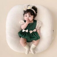 9884 Bộ Sưu Tập Người Trẻ Sơ Sinh Quần Áo Mùa Hè Đi Chơi Phong Cách Siêu Phương Tây Phong Cách Cung Điện Áo Liền Quần Ngắn Tay Bé Gái Trọn Tháng Trăm Ngày Phong Cách Công Chúa Bé Onesie 25.2.26 L4M9