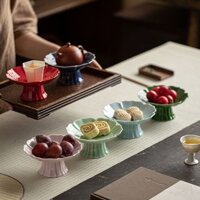[99% Đánh giá Tích cực] Đĩa trà chân cao phong cách Trung Quốc, đĩa ăn nhẹ retro, đĩa trái cây, bánh ngọt tại nhà, đĩa sen chân cao, đĩa thờ Phật, đĩa trưng bày