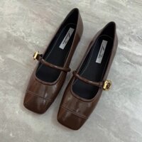 [99% Đánh giá Tích cực] Giày Chanel Flat Thời Trang Retro Mũi Vuông Nữ Phong Cách Mới Màu Đen Giày Mary Một Chữ