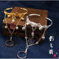 9923 Người Bộ Sưu Tập Retro Vòng Tay Cổ Mở Vòng Tay Chuông Hoa Vòng Tay Hanfu Vòng Tay Đá Lửa sll1.13