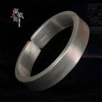 999 Bạc Bóng Trơn Nam Nữ Vòng Tay Bạc Handmade Cặp Đôi Mặt Rộng Phương Pháp Cổ Đồng Bằng Bạc Vòng Tay Mẹ 2.22