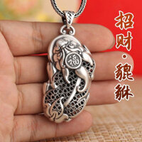 999 Bạc Nguyên Chất Phương Pháp Cổ Pixiu Mặt Dây Chuyền Bạc Nam Nữ Phong Cách Áo Len Dây Chuyền Nam Retro Thời Trang Hợp Thời Trang Người Tiền May Mắn 25.3.10
