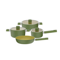 99ELCH2519 Bộ nồi phủ sứ an toàn Elmich Olive EL-5220OV04 quánh 16cm, nồi 20, 24cm, chảo 26cm