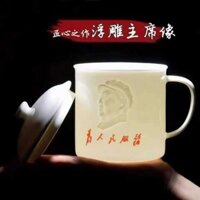 9F Chủ Tịch Kiểu Cũ Phù Điêu Chén Sứ Xương Có Nắp Đậy Ông Chủ Hội Nghị Chén Hoài Cổ