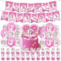 9ict 1 Bộ Marie Cat Chủ Đề Hoa Hồng Hồng Bong Bóng Công Chúa Bé Gái Chúc Mừng Sinh Nhật Trang Trí Xe Hơi