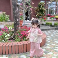 (9kg-28kg) set bộ lụa hoa sen cho bé mặc tết 2025