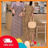 ⚡️ 𝐅𝐑𝐄𝐄 𝐒𝐇𝐈𝐏 ⚡️ Set Váy 2 Dây Hoa Nữ 🦋 Bộ Váy Hoa Nhí Kèm Áo Thun 3 Màu 🦋