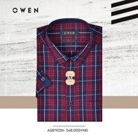 ❤️ 💯 10.10 SALE Sale . OWEN - Áo sơ mi ngắn tay Owen Slimfit kẻ ca rô màu đỏ 81102 Cực Đẹp .1 . Đẹp . ✔️ . . . . <