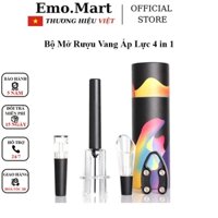 ⚡️𝐅𝐑𝐄𝐄 𝐒𝐇𝐈𝐏⚡️ Bộ mở rượu vang áp lực 4in1 ⚡️ Fullbox - Đồ cắt nắp chai - Đồ mở - Phễu rót - Nút chân không