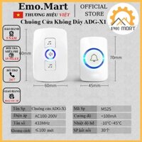 ⚡️𝗕𝗛 𝟭𝟮 𝗧𝗛𝗔́𝗡𝗚⚡️ Chuông Cửa Không Dây ADG-X1 ⚡️ Tặng kèm pin AA - Nút chuông có đèn LED - Với 32 kiểu nhạc chuông
