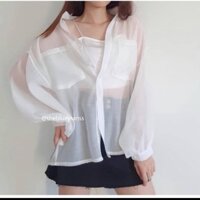 ❤️ Áo sơ mi trong suốt tay bồng( áo sơ mi+ áo hai dây)