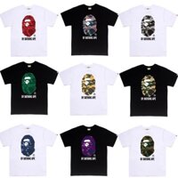 A BATHING APE Phong Cách Nhật Bản Dạo Phố APE-Man In Ngụy Trang Ngắn t Nam Nữ Cùng Phong Cách Phiên Bản Hàn Quốc Rời Trơn Cotton Nguyên Chất Áo Thun Ngắn Tay Tròn