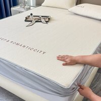 A Bộ ba tấm thảm lụa lạnh làm mát, phong cách ga trải giường mùa hè, thảm mát có thể giặt được, thảm mềm điều hòa mùa hè