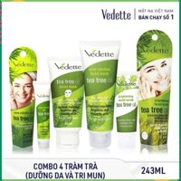 ☘️ Bộ Dưỡng Da Ngừa Mụn Chiết Xuất Từ Tràm Trà Tea Tree Oil Vedette (Hộp 4 Tuýp)