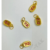 ✴️ Charm thẻ bài treo sz 8 x 12mm  -24 K sơn đỏ ✴️