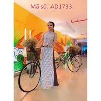 ⚡️ có big size 4XL ⚡️ AD1733 SET ÁO DÀI TRUYỀN THỐNG CỔ TRÒN CHẤM BI PHỐI TAY LƯỚI KÈM QUẦN