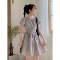 ⚜️ Đầm xòe caro , nơ sau kiểu tiểu thư xinh yêu dễ thương, dự tiệc cưới đi chơi , dạo phố 👗  - Đ125 CUTE ⚜️