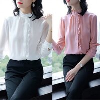 ️ Đồ Đẹp Giá Rẻ ️🥇️ Áo sơ mi nữ cổ nhún viền bèo - LV1959DTT022