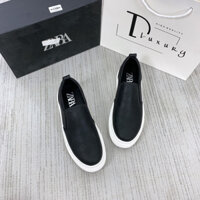 ⚜️ [HÀNG CAO CẤP] - Giày Slipon Zara Đen Kẻ Vân Caro Chất Da Cao Cấp - Giày Nam Nữ Full Box Cao Cấp Loại 1