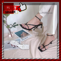 𝙂𝙄Á 𝙂Ố𝘾 AMAZING SHOES - Guốc cao gót nữ thời trang kiểu sandal kẹp xỏ ngón 4 quai mảnh thon chân trend màu đen/trắng