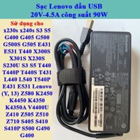 ✔️ Sạc Laptop Lenovo 20V - 4.5A 90W chân vuông - USB dùng cho Lenovo T440 E531 X240 X230 G500 T540 G400 G500